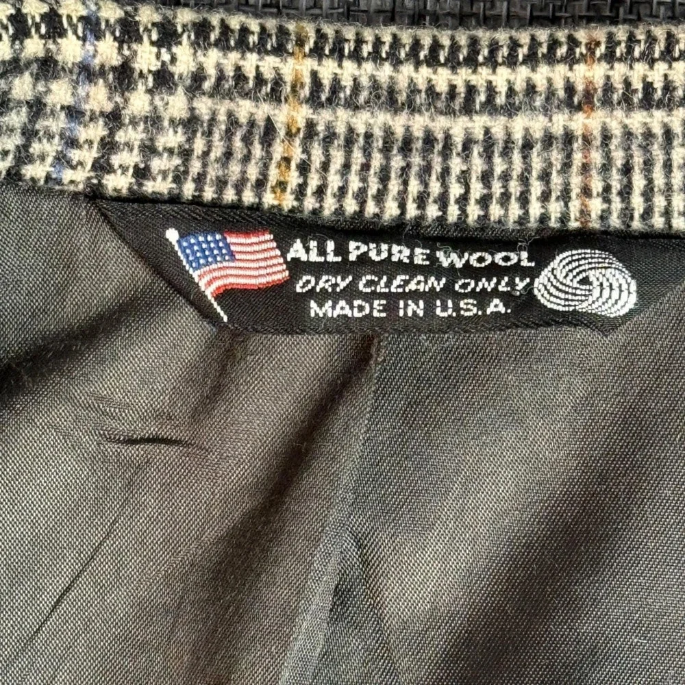 Vintage Men's Wool Blazer | Glen Plaid Jacket Tailored USA Made  | Size 36 Short